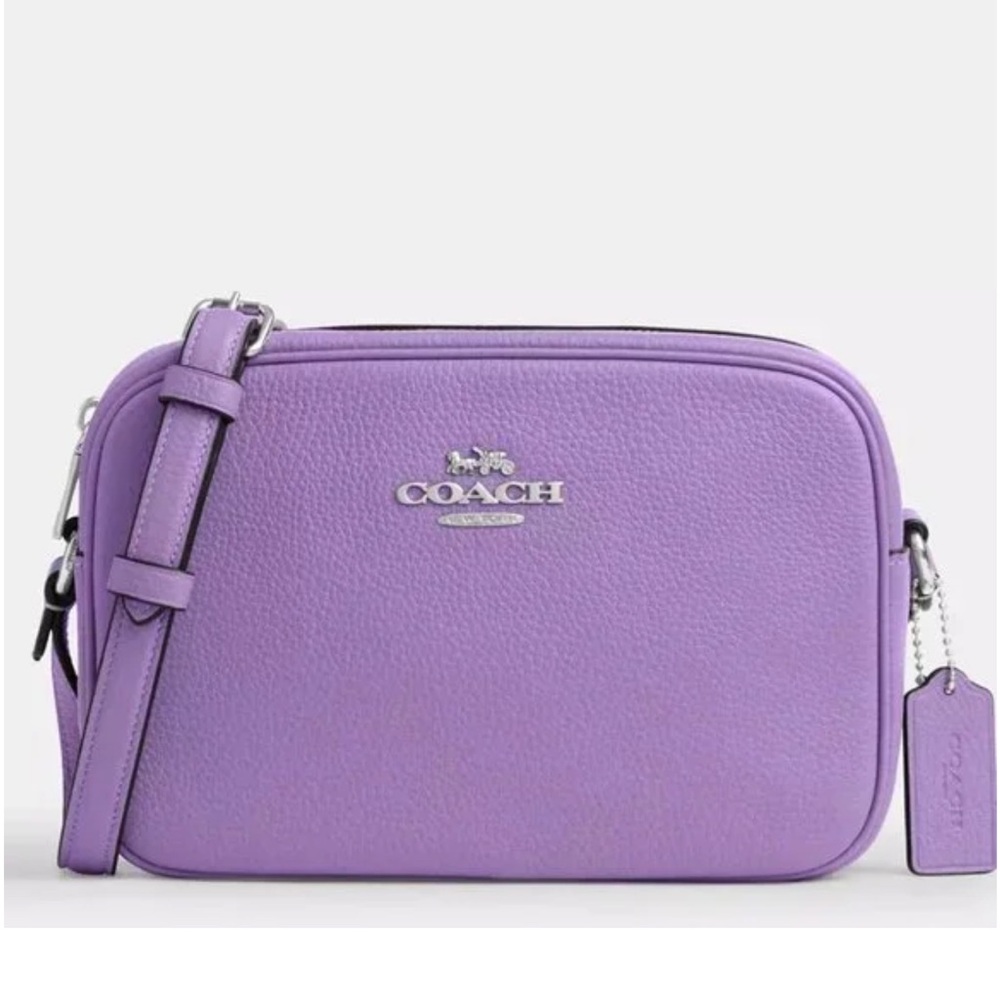 Coach Jamie Camera Bag Crossbody Pebble Leather Iris Purple & Silver Style CR110